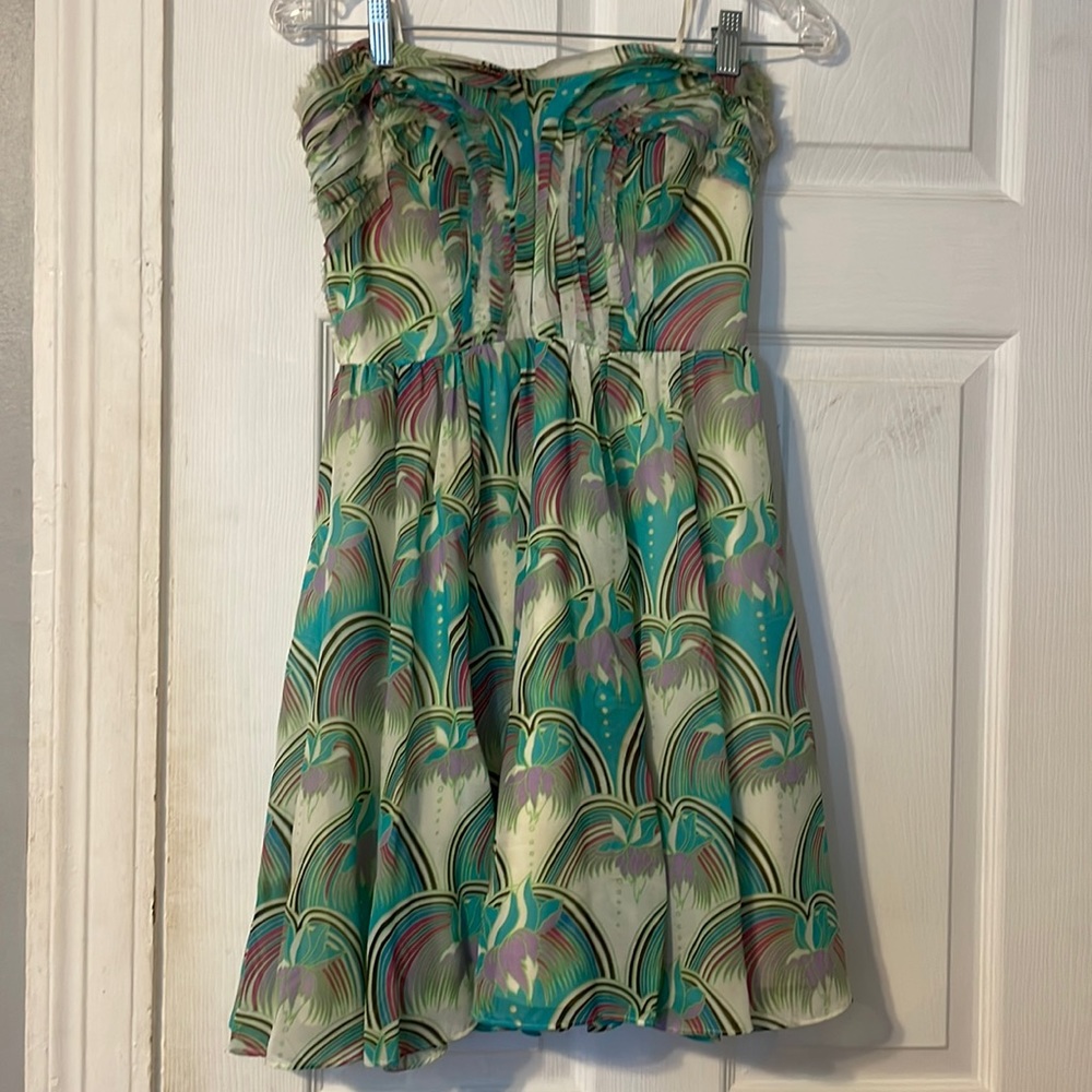 MM Couture colorful strapless dress with sweetheart neck